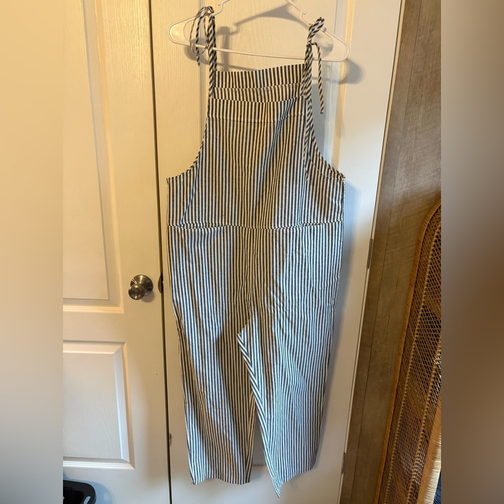 Striped Jumpsuit with Tie Straps